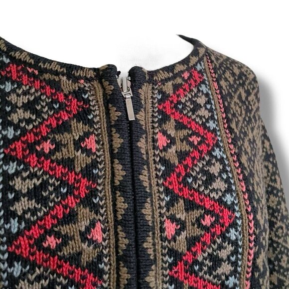 Nomadic Traders Womens Cardigan Sz Medium Full Zip Nordic Pattern Knit Sweater - Picture 4 of 7